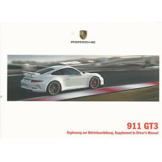 Porsche 991 GT3 Supplement to Drivers Owners Manual WKD991180015