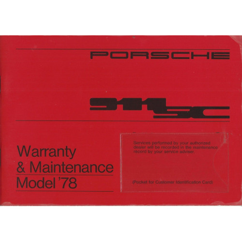 Porsche 911SC Owners Warranty Maintenance Manual 1978 WKD431523